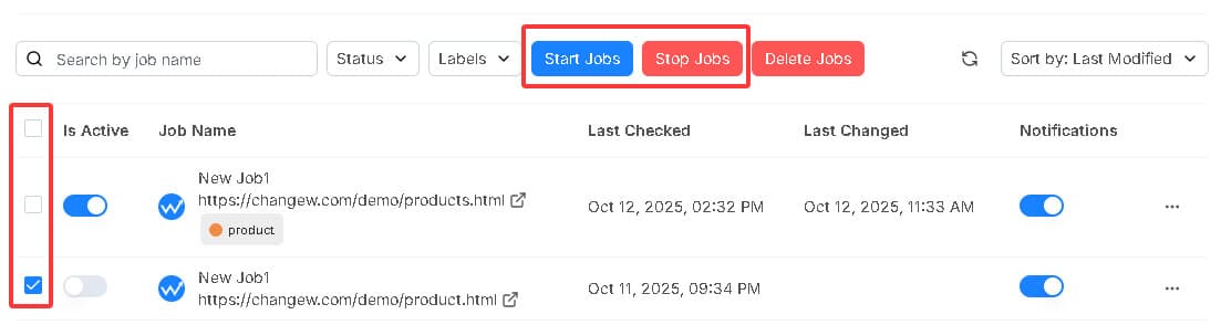 start, stop, delete