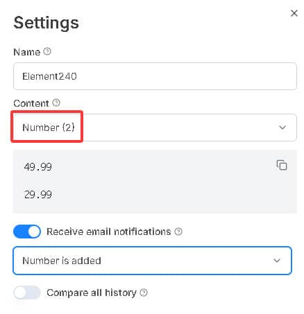 track price settings