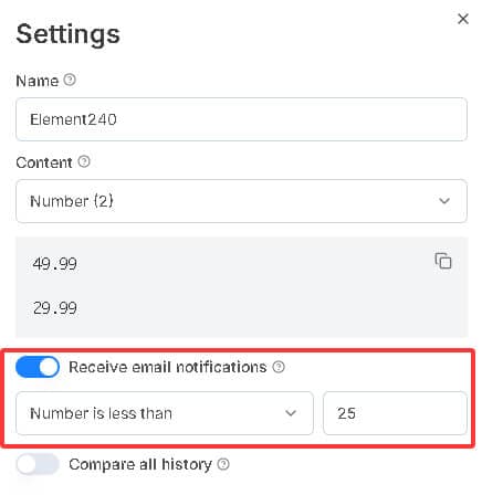 track price settings